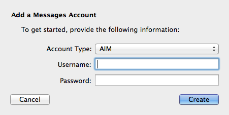 Mac Messages AIM Account Settings