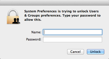 System Preferences Authentication